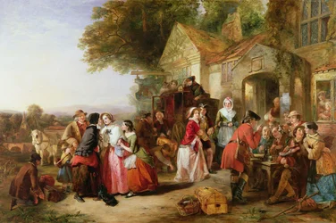 Reisende utenfor en taverna, 1850